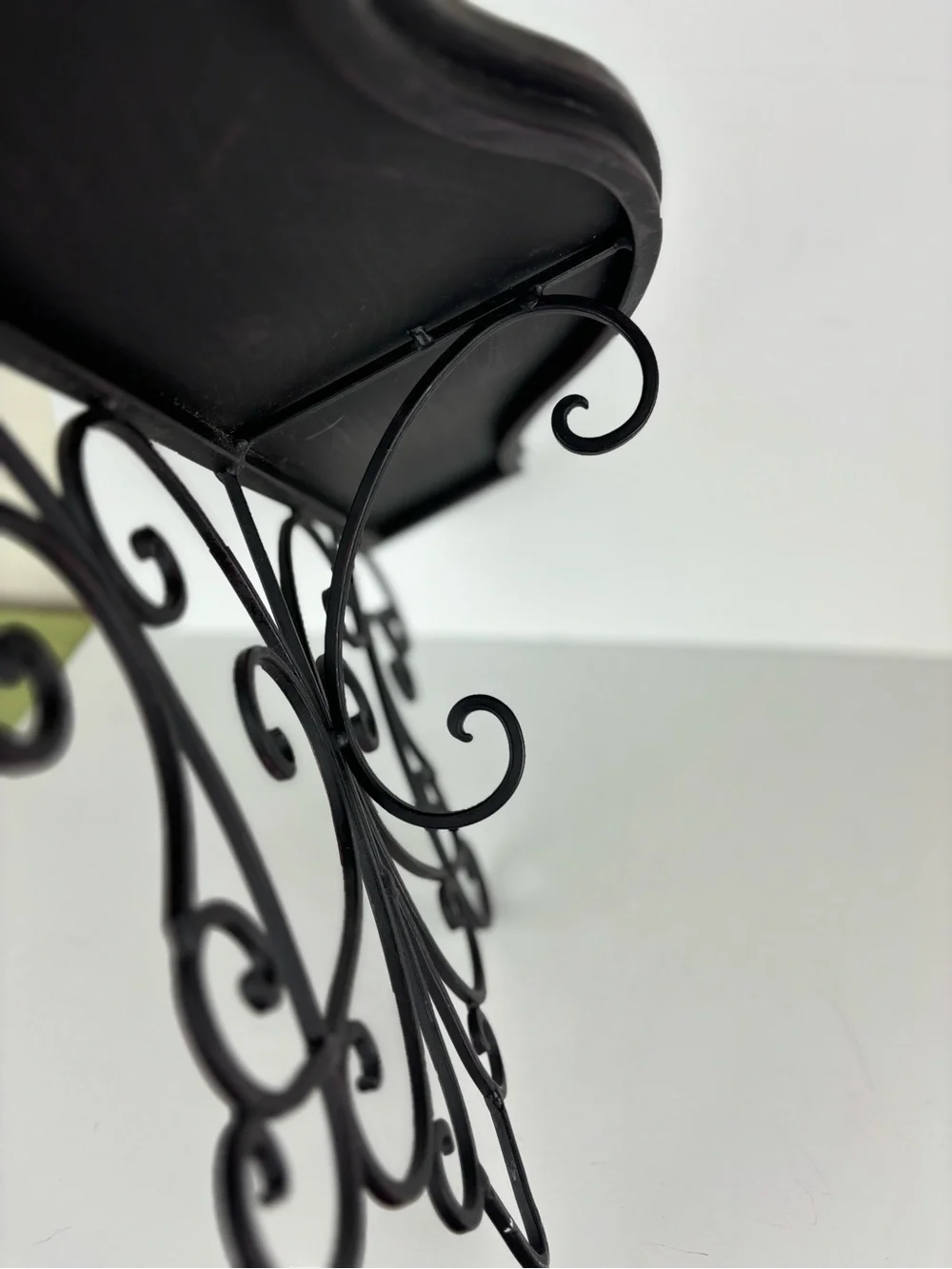 Large Metal Ornate Filigree Wall Shelf/Black Finish